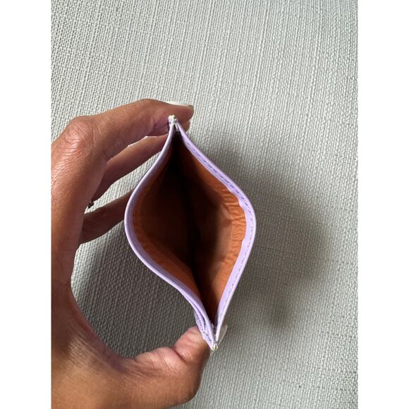 Lavender Faux Croc Card Holder Wallet Slim Minimalist Bifold - Picture 3 of 4